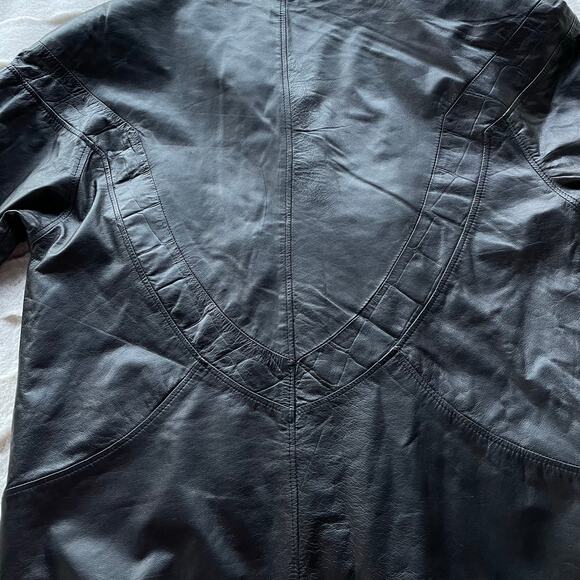 🔥Vintage 90s Pelle New York Milano Classic Seam Leather Jacket Oversized Baggy - Picture 10 of 16